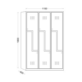 Vestiar metalic Ellit® COMPACTZ 6 uși 1800x1150x450 mm