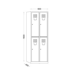 Vestiar metalic Ellit® COMPACT My 2x2 uși 1800x600x450 mm