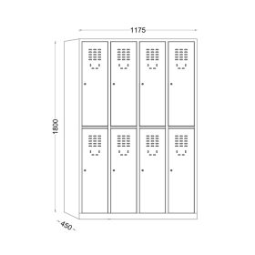 Vestiar metalic Ellit® COMPACT My 4x2 uși 1800x1175x450 mm