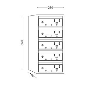   Cutie postala bloc  Ellit® VIENA5 UNIT 1x5 usi 540x250x160 mm
