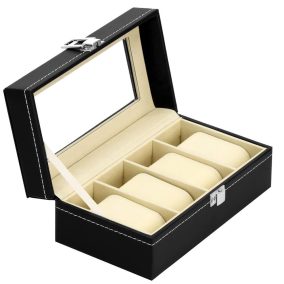   Depozitar ceasuri Ellit® CARE4 piele ecologica 80x205x110 mm negru